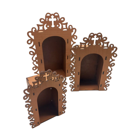 Oratório MDF Capela Corte a Laser Tabaco
