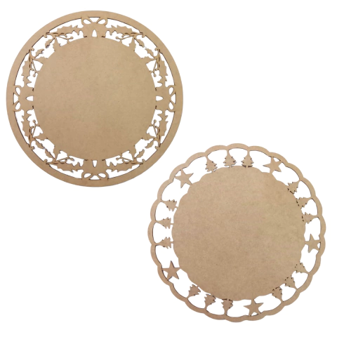 Sousplat MDF de Natal Decorativo 35cm Cru