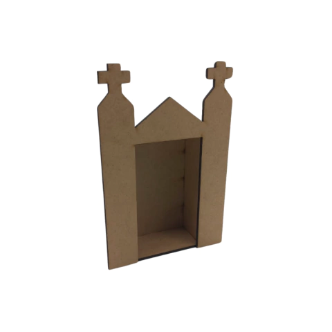 Oratório MDF Capela com 2 Torres 17x11,5x4cm