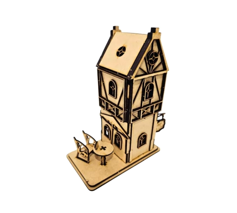 Casinha miniatura decorativa alemã MDF cru 15,5x9x21cm - Modelo 1 (DESMONTADA)