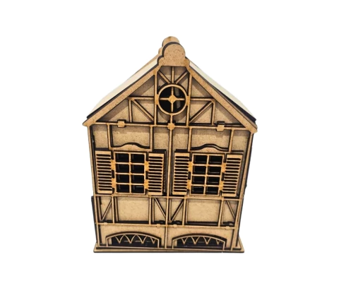 Casinha miniatura decorativa alemã MDF cru 9x16x21cm - Modelo 4 (DESMONTADA)