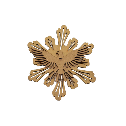 Escapulario MDF com Espirito Santo 13cm Nº4 (Resp Nº4-13cm + Esp Santo Nº2-10cm)