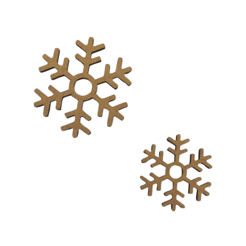 Enfeite MDF Natalino com 2 Flocos de Neve Decorativos