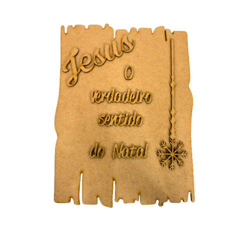 Placa MDF de Natal Rústica com Frase Decorativa 20x27cm