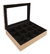 Caixa Flocada Com Dobradiça e Vidro 12 Divisórias 30,5x23x7,5 - MDF - Universo do MDF