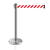 Pedestal Separador de Fila CROMADO com fita ZEBRADA (Branca e Vermelha)
