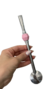 Bomba inox de pedra acrílica 23cm - ROSA (anel prata)