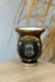Cuia campeira pé argola dourado/brasão preto