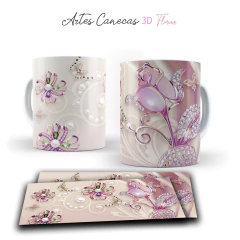 +50 Plantillas Tazas 3D Flores #2 - PlantillasyVectores