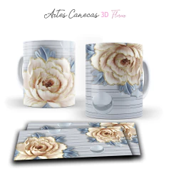 +50 Plantillas Tazas 3D Flores #2 - PlantillasyVectores