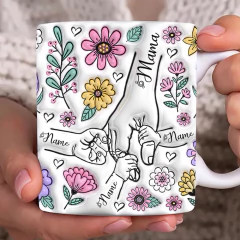 Plantillas Tazas Día de la Madre 3D Manitos - PlantillasyVectores