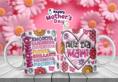 Plantillas Sublimación Tazas - Día de la Madre 3D - PlantillasyVectores