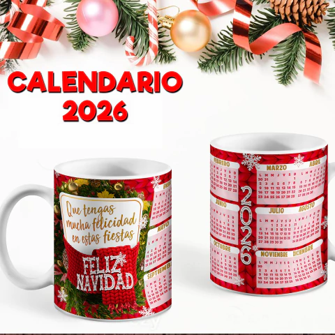 Plantillas Para Tazas Navidad Calendario 2026 - comprar online