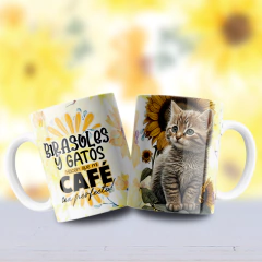 Plantillas Sublimación Tazas Gatitos y Girasoles