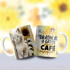 Plantillas Sublimación Tazas Gatitos y Girasoles - comprar online