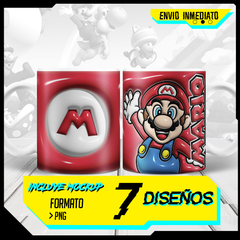 Plantillas Tazas 3D Infladas Mario Bros V2