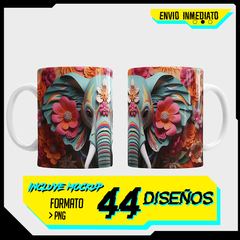 44 Plantillas Tazas 3D Animales Naturaleza V4