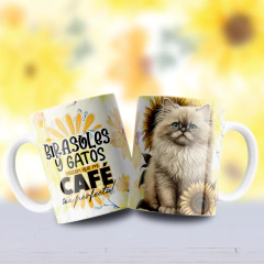 Plantillas Sublimación Tazas Gatitos y Girasoles