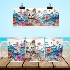 +100 Plantillas Tazas 3D Gatos - PlantillasyVectores