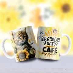 Plantillas Sublimación Tazas Gatitos y Girasoles - comprar online