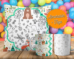 Plantillas Cojines + Tazas Infantiles P/ Pintar V2 - PlantillasyVectores