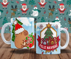 Plantillas Tazas Capibara Navidad