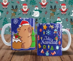 Plantillas Tazas Capibara Navidad - PlantillasyVectores