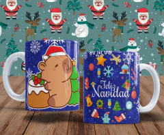 Plantillas Tazas Capibara Navidad - PlantillasyVectores