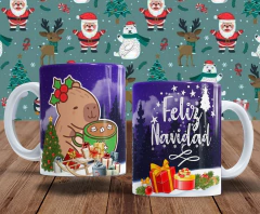 Plantillas Tazas Capibara Navidad - PlantillasyVectores