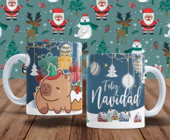 Plantillas Tazas Capibara Navidad