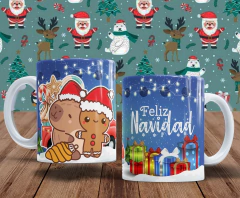 Plantillas Tazas Capibara Navidad - PlantillasyVectores