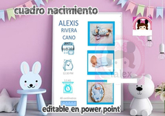 Kit Imprimible Cuadros Bebé Nacimiento V4 | Editables Ppt