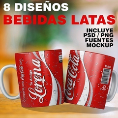 Plantillas Bebidas Latas - 8 Diseños - Sublimación Tazas