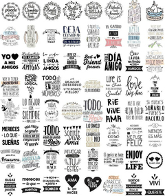 Mega Pack Plantillas Sublimación Vectores - Frases Positivas - PlantillasyVectores