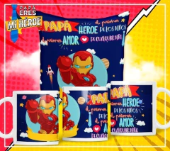 Plantillas Sublimación Cojín + Taza Día Del Padre Superhéroe - tienda online
