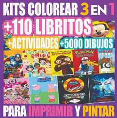 3x1 Kit Imprimible Libros Colorear + Dibujos + Actividades - comprar online