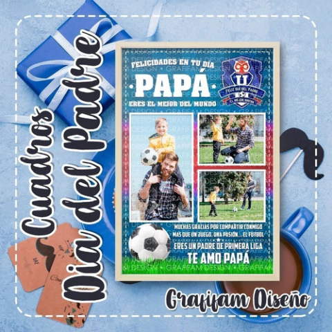 Kit Imprimible Cuadros Día Del Padre Fútbol | Editables Psd