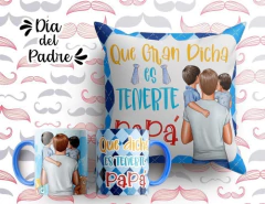 Plantillas Sublimación Cojines + Tazas Día Del Padre Duos - PlantillasyVectores