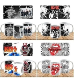 10 Plantillas Sublimación Tazas - Bandas De Rock Vol.1 - PlantillasyVectores