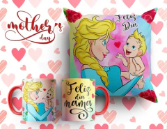 Plantillas Sublimación Tazas + Cojines Madre Princesas - PlantillasyVectores