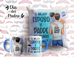 Plantillas Sublimación Cojines + Tazas Día Del Padre Duos