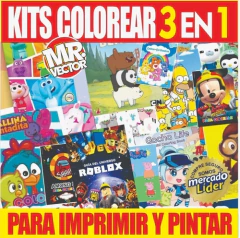 3x1 Kit Imprimible Libros Colorear + Dibujos + Actividades