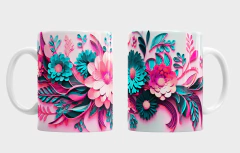Plantillas Tazas 3D Flores - PlantillasyVectores