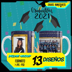 Plantillas Sublimación Tazas Graduación 21
