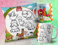 Imagen de Plantillas Cojines + Tazas Infantiles P/ Pintar V4
