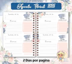 Kit Imprimible Agenda Floral Azul 2025 - PlantillasyVectores