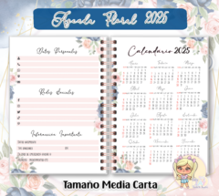 Kit Imprimible Agenda Floral Azul 2025 - comprar online