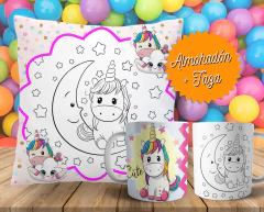 Plantillas Cojines + Tazas Infantiles P/ Pintar V2 - tienda online