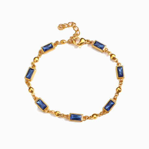 Pulsera 8 Zircones Blue Gold