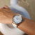 Relógio Minimalista Pulseira Branca de Couro Classic Veneza, Italy Dourado 40mm na internet